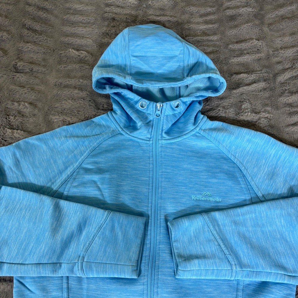 Kathmandu Altica 200 Full Zip Hoodie Light Blue Heathered Activewear Size 8